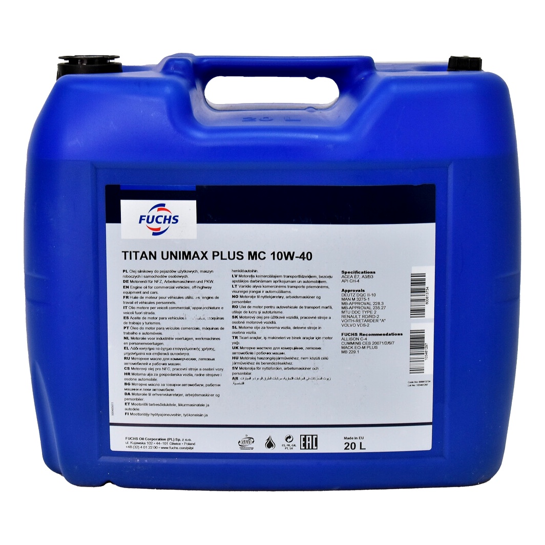 Моторна олива FUCHS Titan Unimax Plus MC 10W-40 20 л (600813734) - zapix