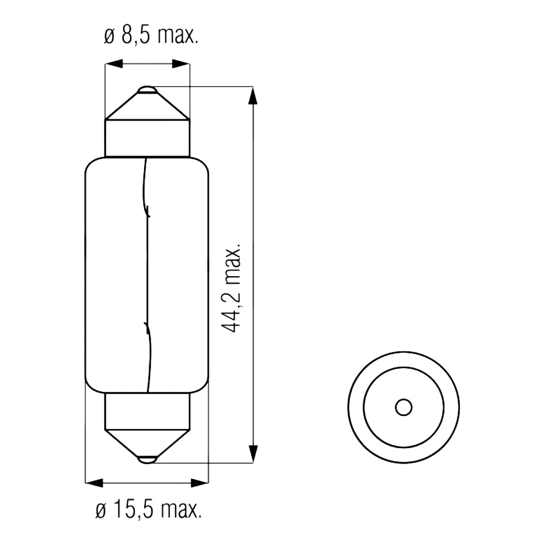 Автолампа накала BOSMA C21W SV8.5 21W 12V 1765 - zapix