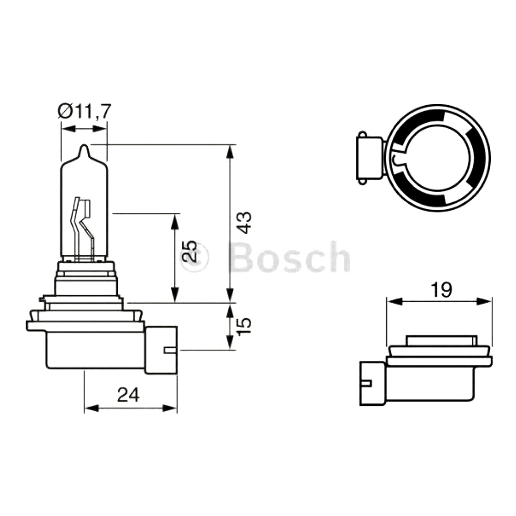 Автолампа галогенова BOSCH Pure Light H9 PGJ19-5 65W 12V 1987302082 - zapix