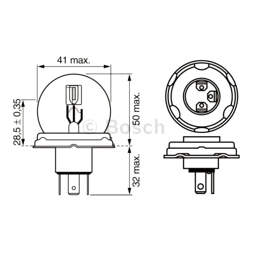 Автолампа накала BOSCH Pure Light R2 P45t 40W 12V прозрачная 1987302023 - zapix
