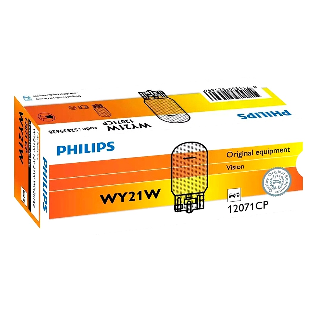Автолампа розжарювання PHILIPS Vision WY21W WX3x16d 21W 12V помаранчева 12071CP10 - zapix