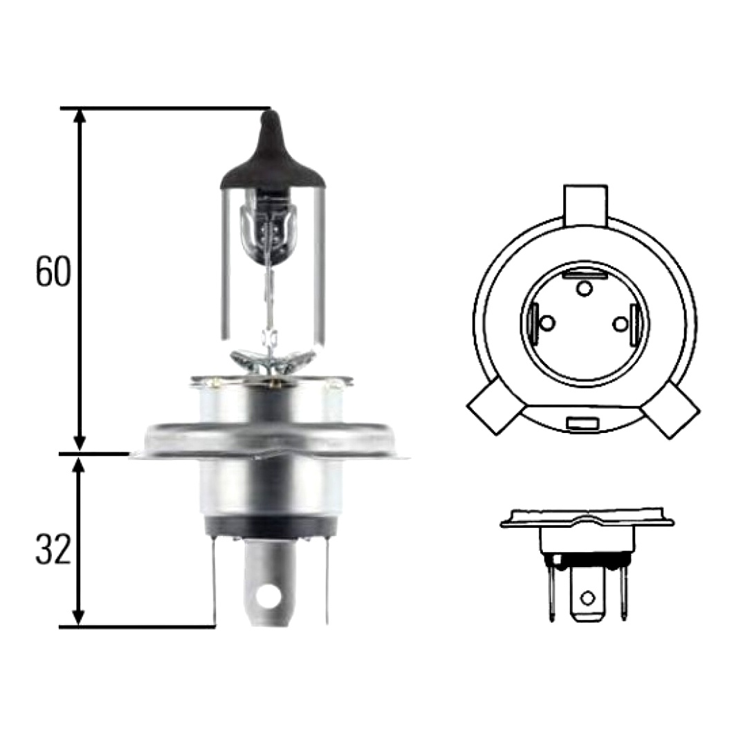 Автолампа галогенова HELLA Standard H4 P43t-38 70W 24V прозора 8GJ002525251 - zapix