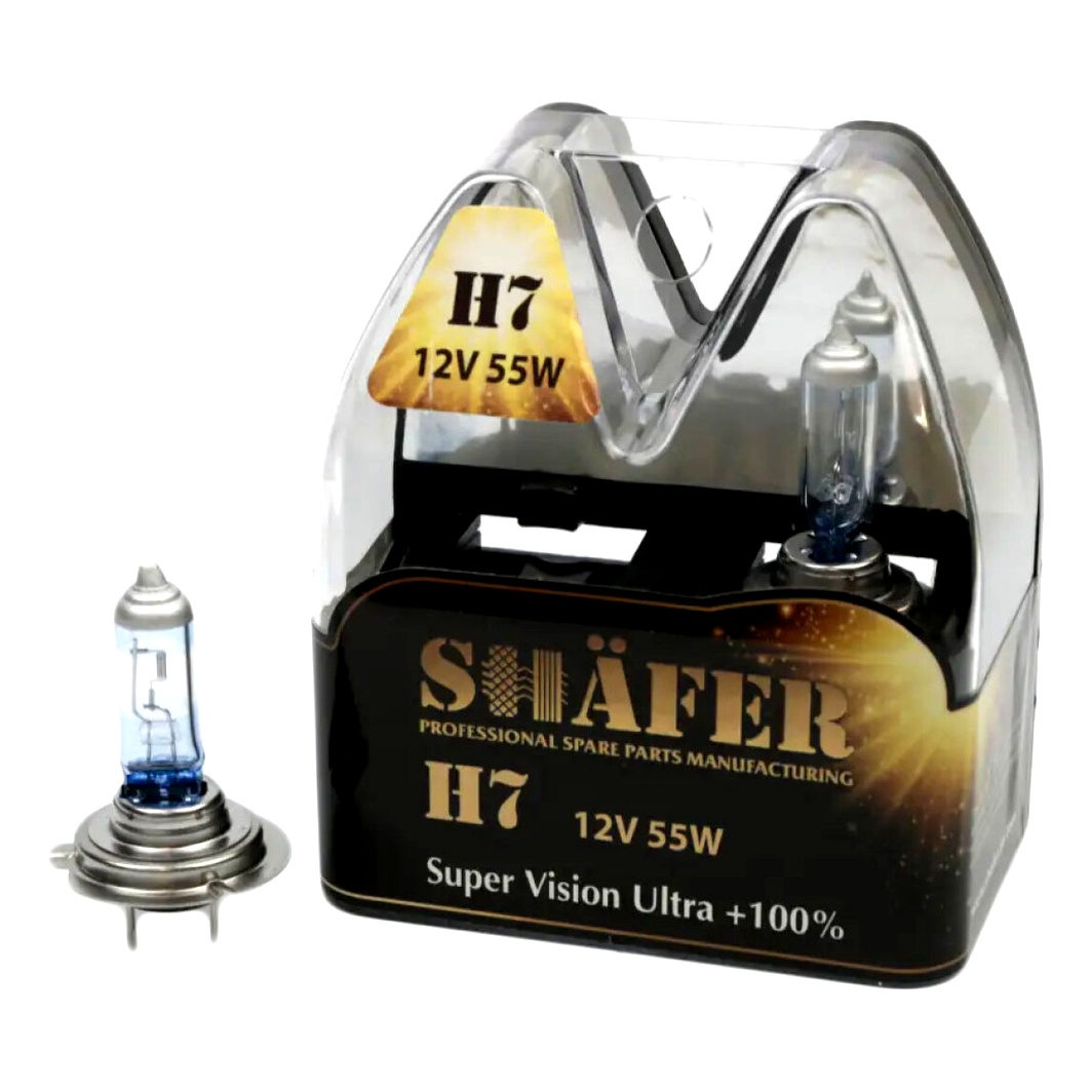 Автолампа галогенова SHAFER Super Vision Ultra +100% H7 PX26d 55W 12V прозоро-блакитна SL3007 - zapix