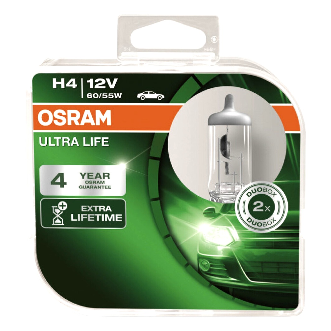 Автолампа галогенова OSRAM Ultra Life H4 P43t 55W 12V прозора 64193ULT02B - zapix