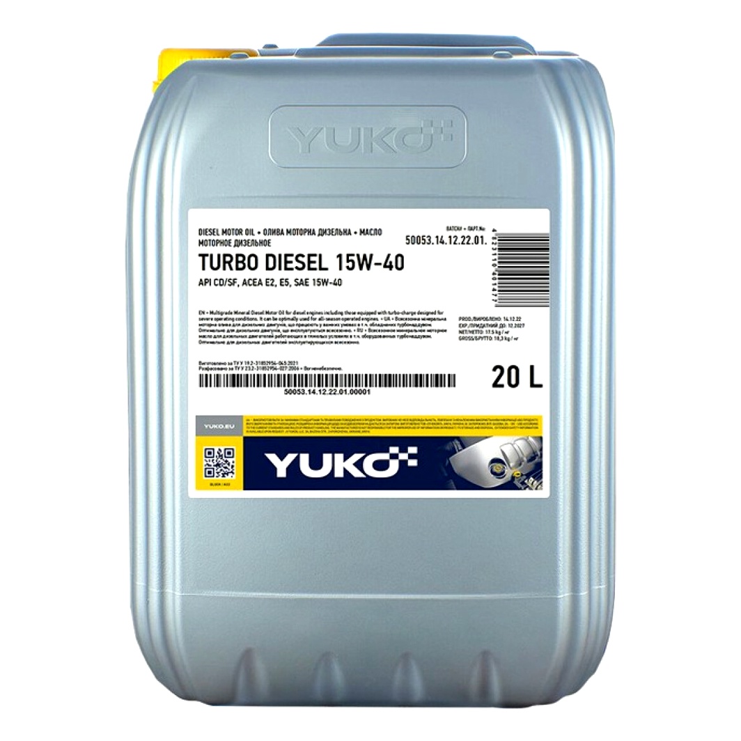 Моторное масло YUKO Turbo Diesel 15W-40 20 л (4820070240597) - zapix