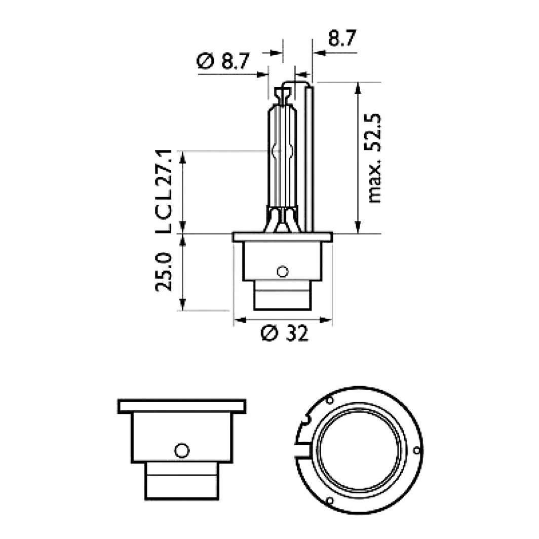 Автолампа ксенонова PHILIPS X-tremeVision D2S P32d-2 35W 85V прозора 85122XVC1 - zapix