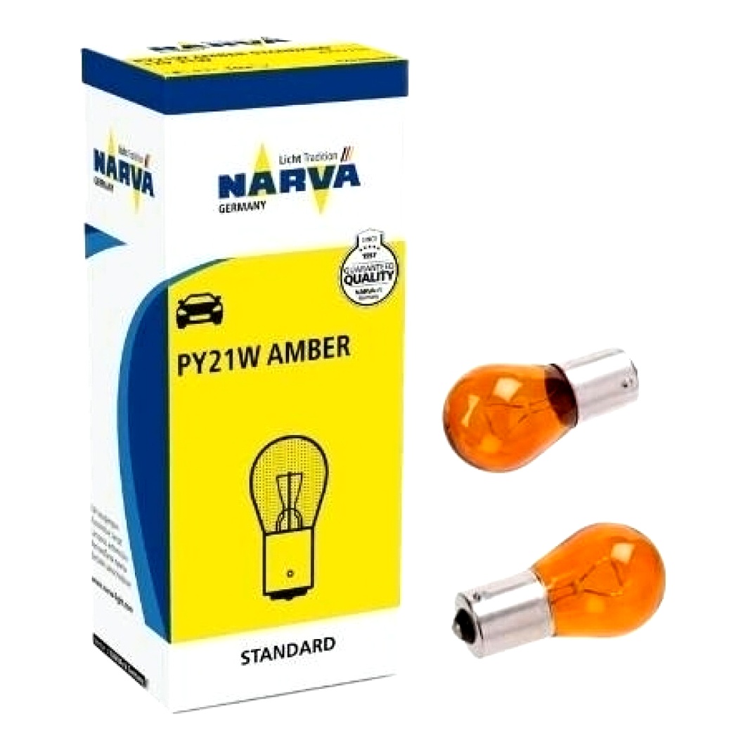 Автолампа розжарювання NARVA PY21W BAU15s 21W 12V помаранчева 1763810 - zapix