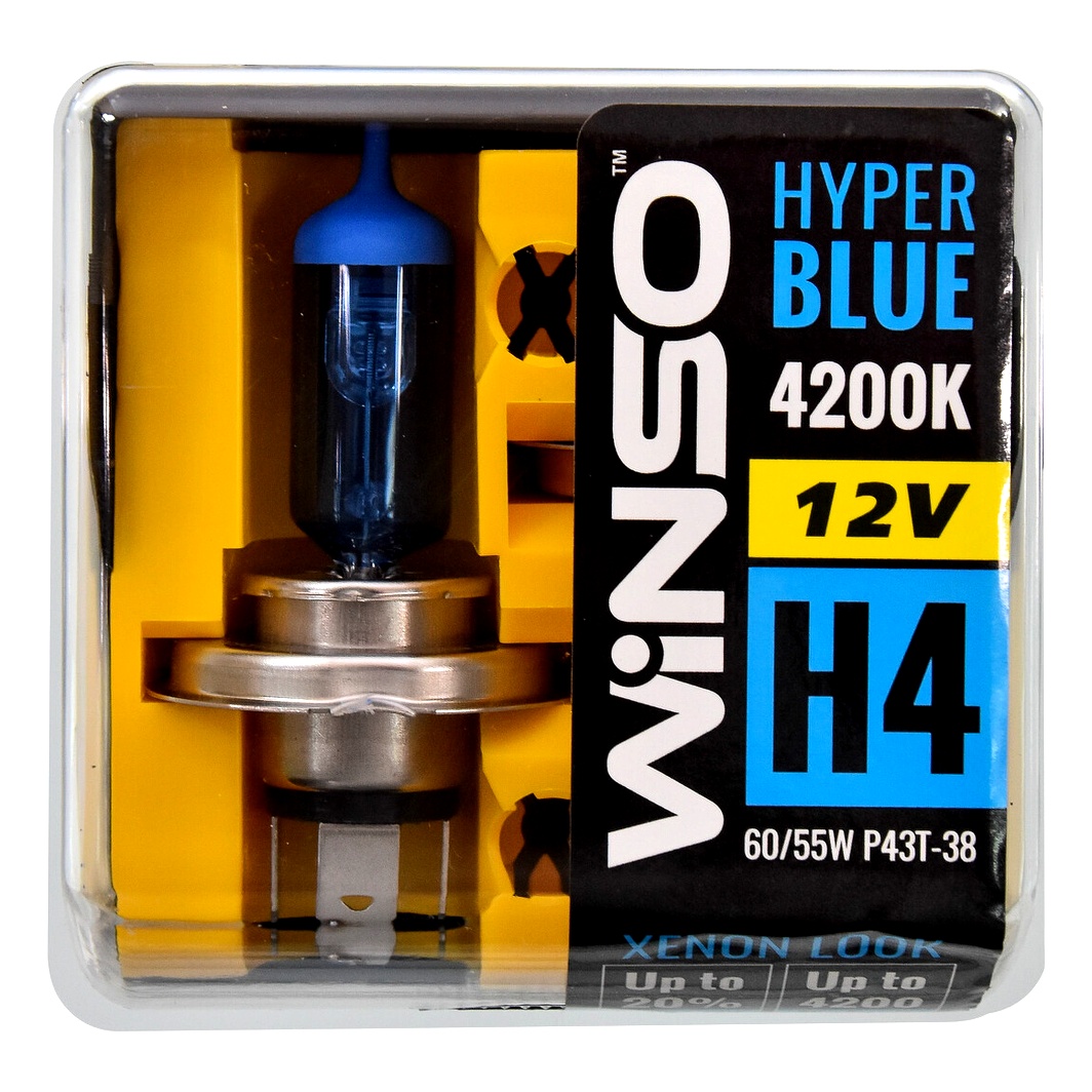 Автолампа галогенова WINSO Hyper Blue H4 P43t-38 55W 12V синя 712450 - zapix
