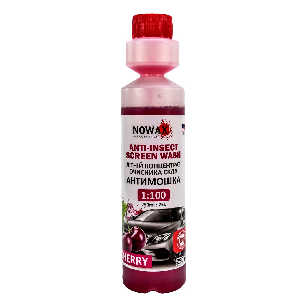 Омивач скла концентрат літній NOWAX Anti-Insect Screen Wash вишня 0.25 л NX25225 - zapix