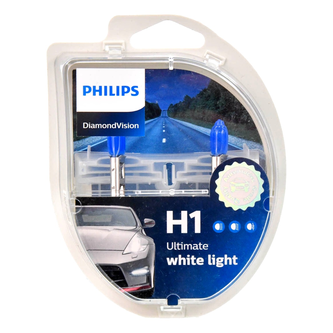 Автолампа галогенова PHILIPS DiamondVision H1 P14.5s 55W 12V синя 12258DVS2 - zapix