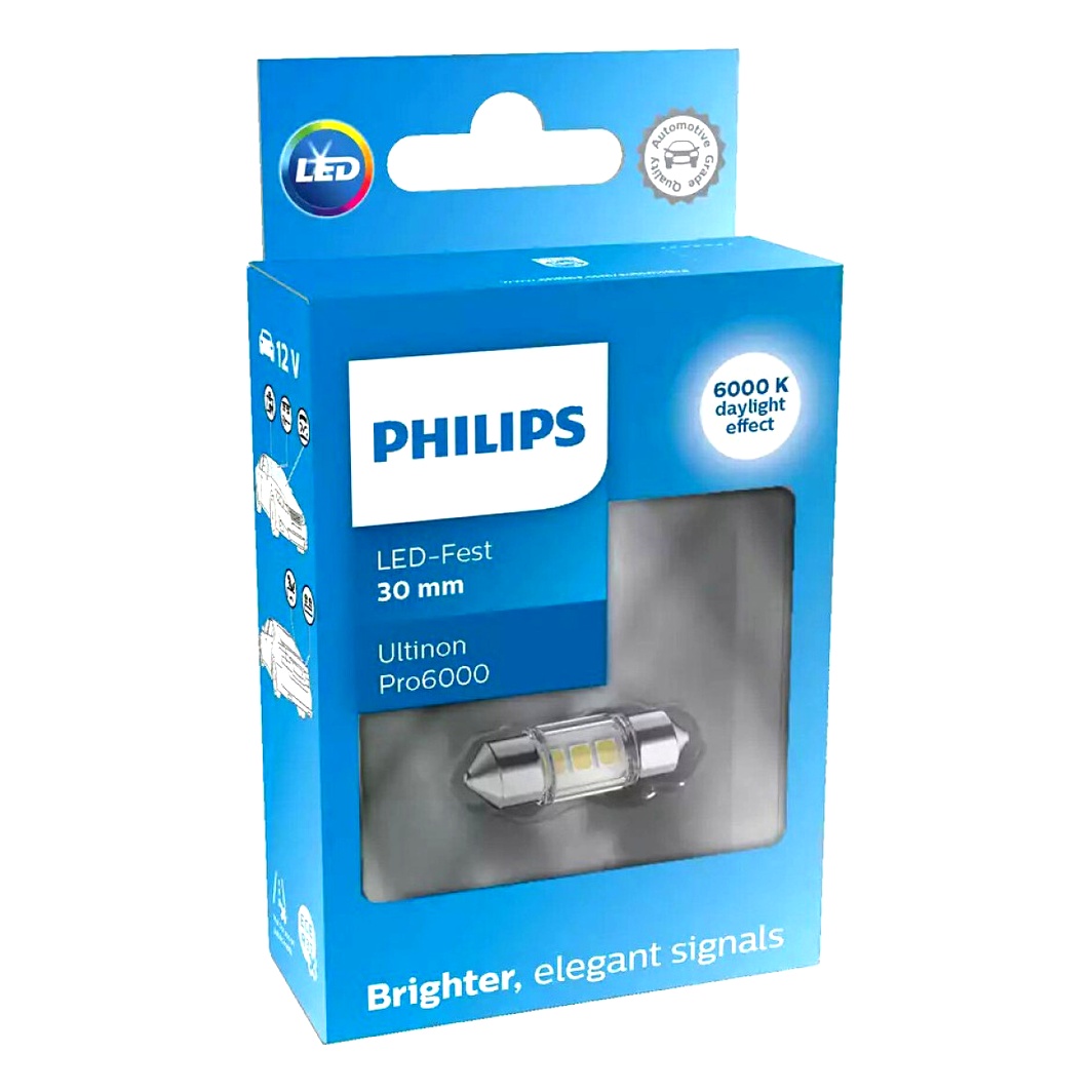 Автолампа LED (светодиодная) PHILIPS Ultinon Pro6000 SV8.5 12V белая 11860CU60X1 - zapix