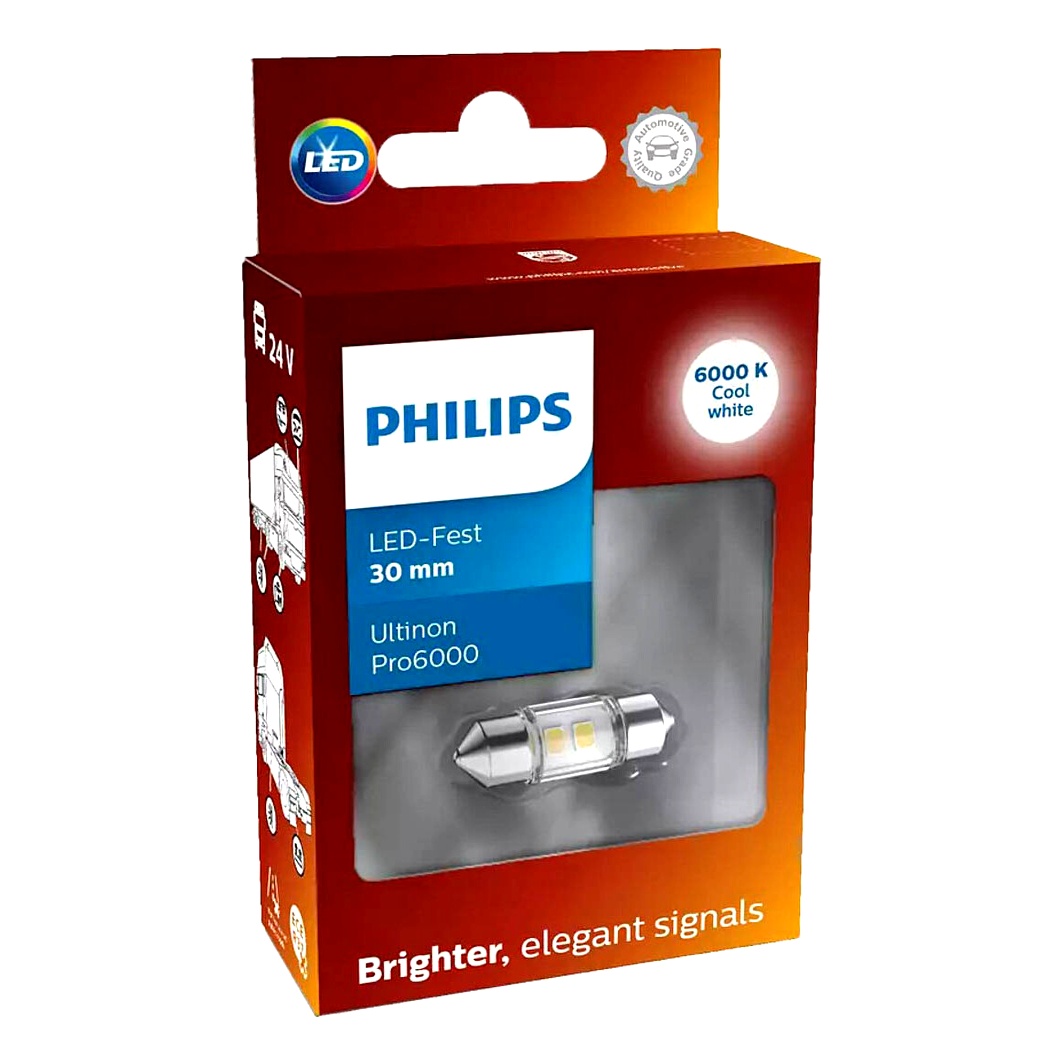 Автолампа LED (світлодіодна) PHILIPS Ultinon Pro6000 SV8.5 24V біла 24844CU60X1 - zapix