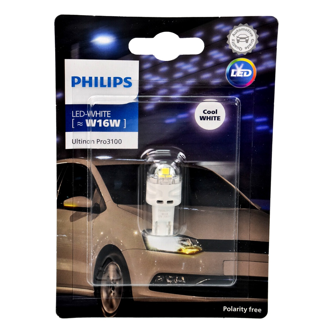 Автолампа LED (светодиодная) PHILIPS Ultinon Pro3100 W16W W2.1x9.5d 1.8W 12V белая 11067CU31B1 - zapix
