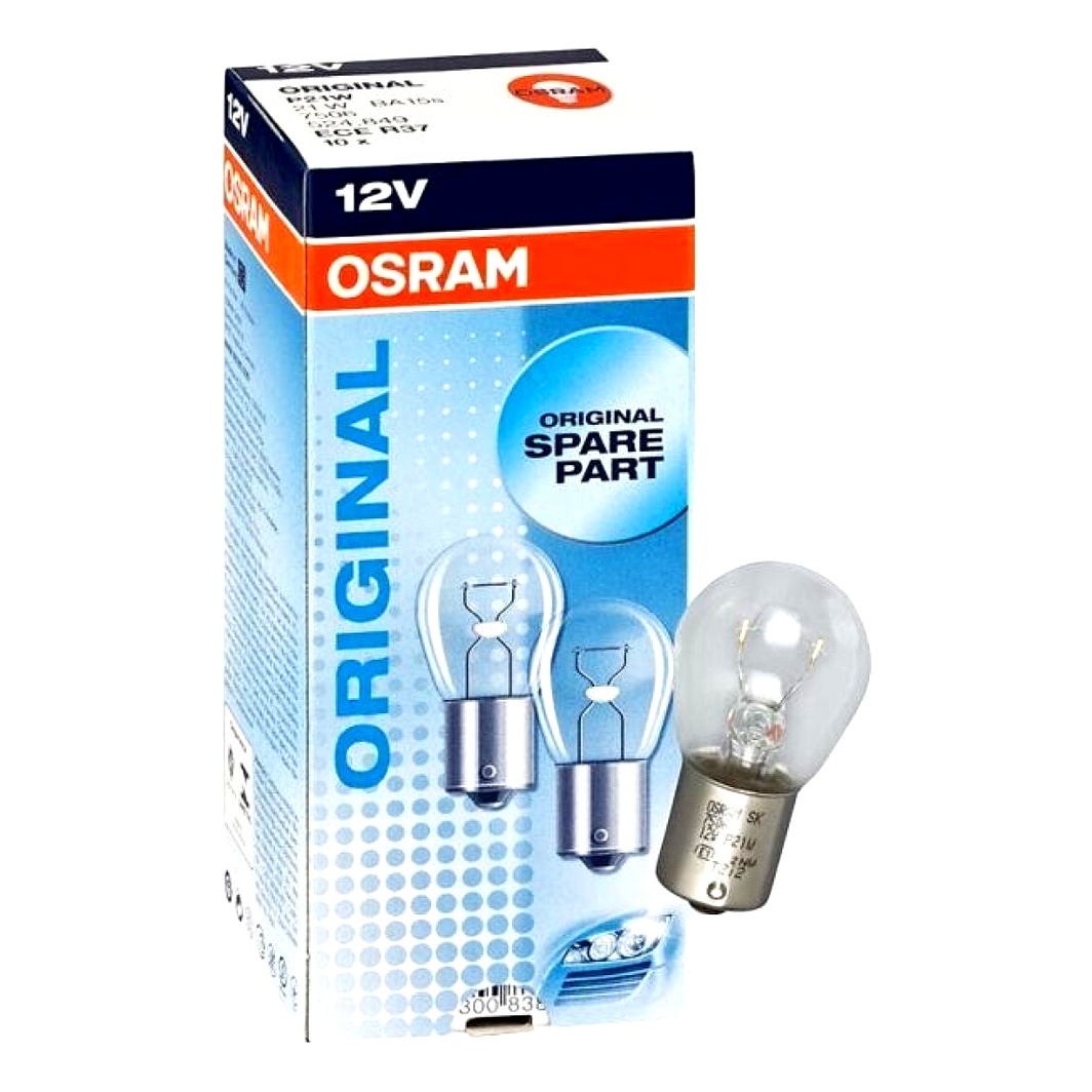 Автолампа накала OSRAM Original P21/5W BAY15d 5W 12V прозрачная 752810 - zapix