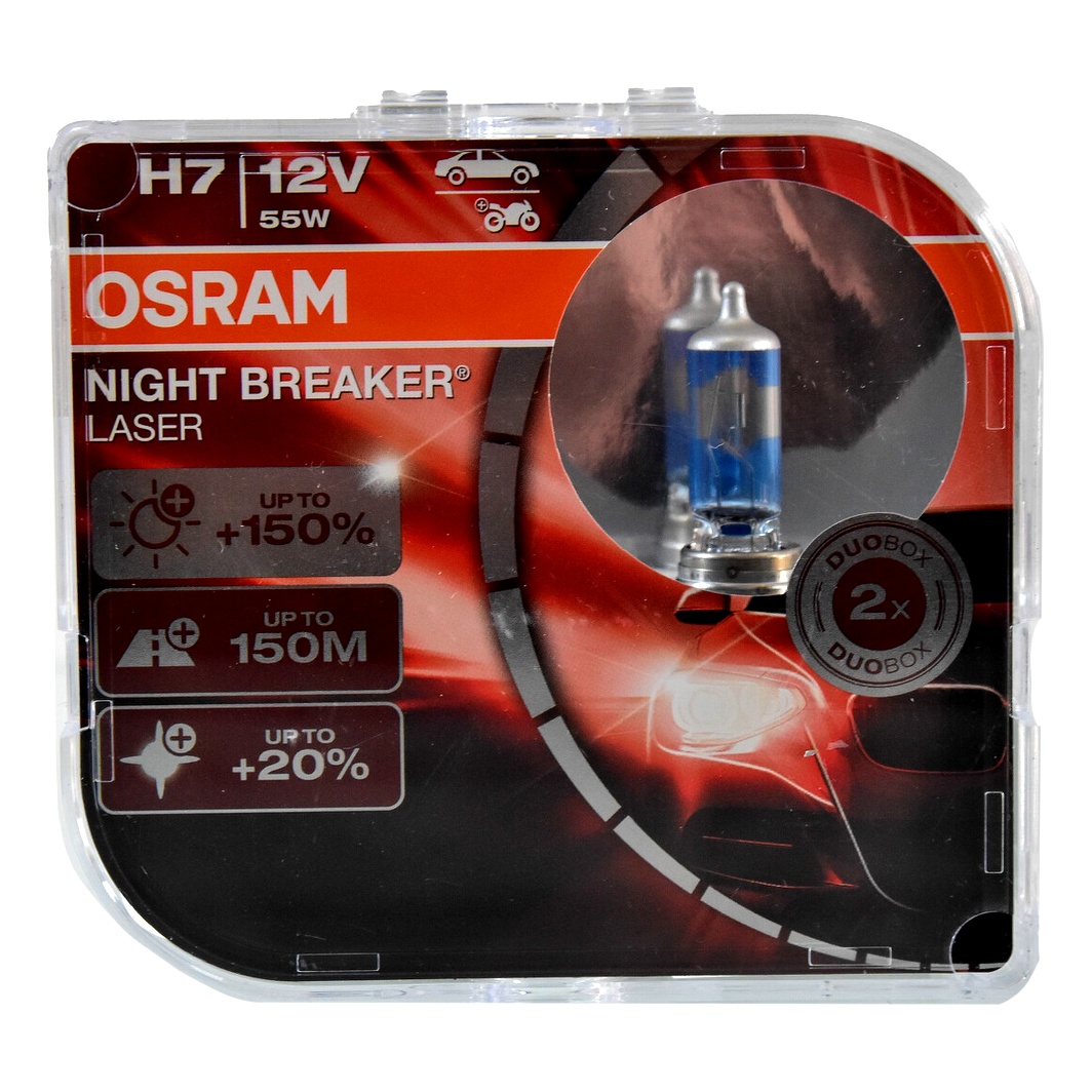 Автолампа галогенова OSRAM Night Breaker Laser H7 PX26d 55W 12V прозоро-блакитна 64210NLHCB - zapix