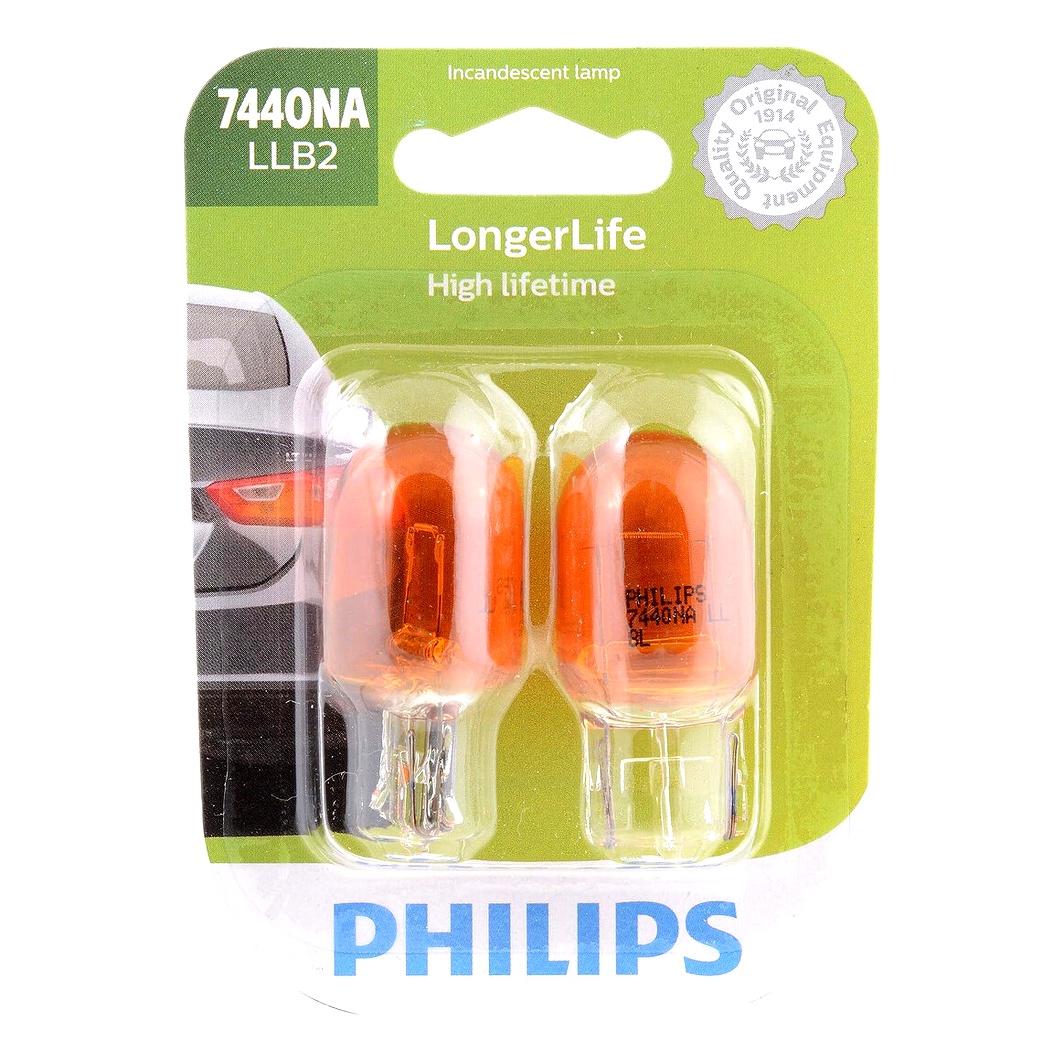 Автолампа накала PHILIPS LongerLife WY21W WX3x16d 25W 13V оранжевая 7440NALL - zapix