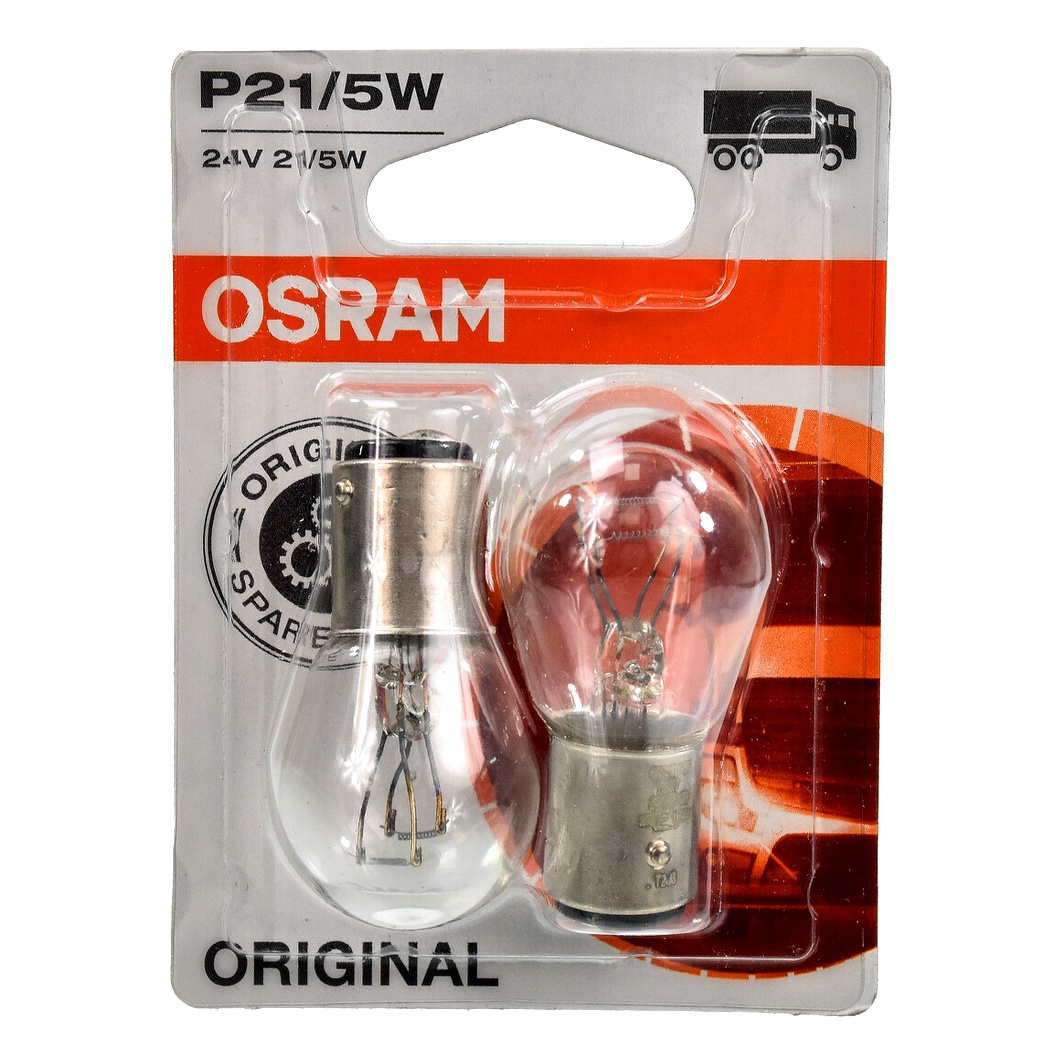 Автолампа розжарювання OSRAM Original P21/5W BAY15d 5W 24V прозора 753702B - zapix