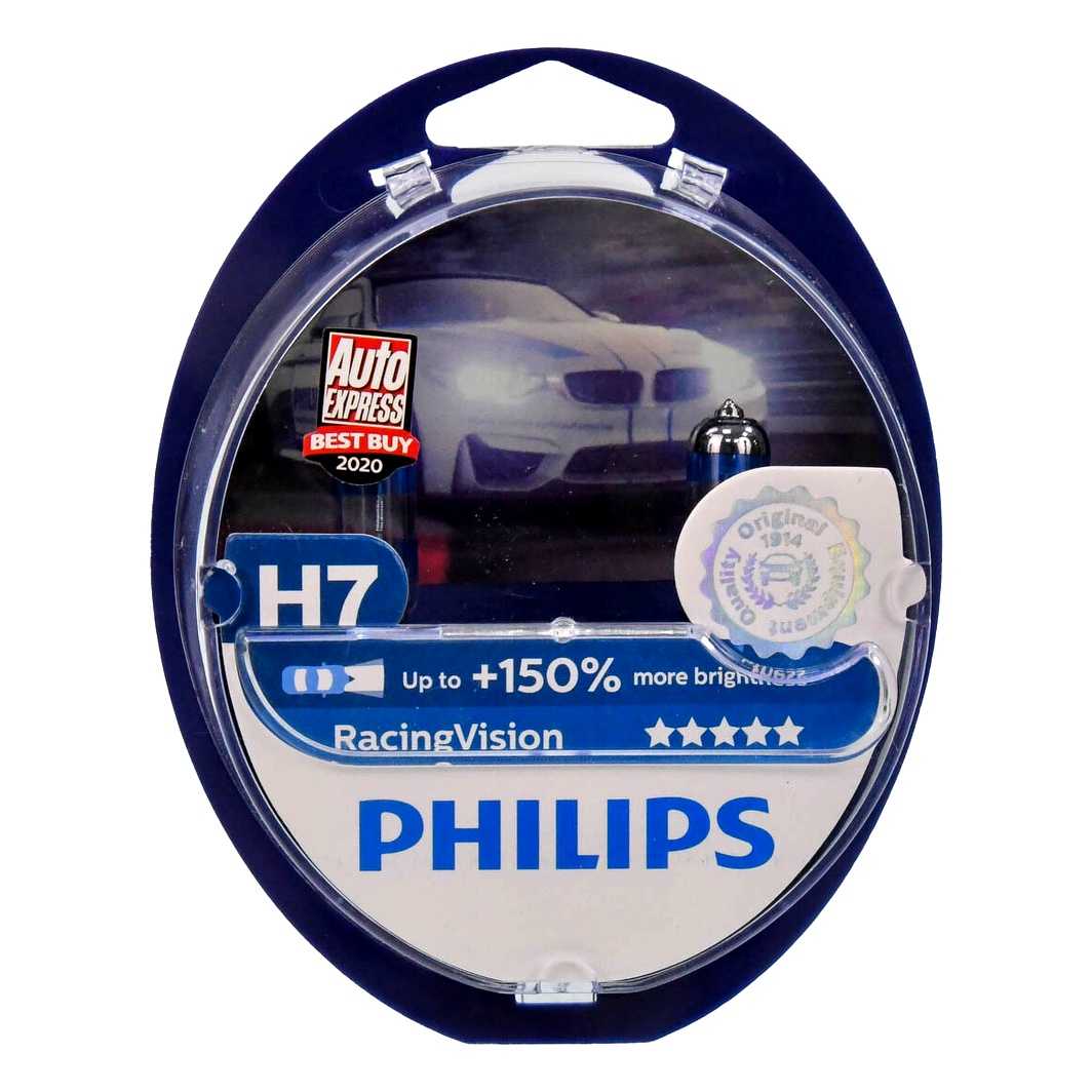 Автолампа галогенова PHILIPS RacingVision H7 PX26d 55W 12V прозора 12972RVS2 - zapix