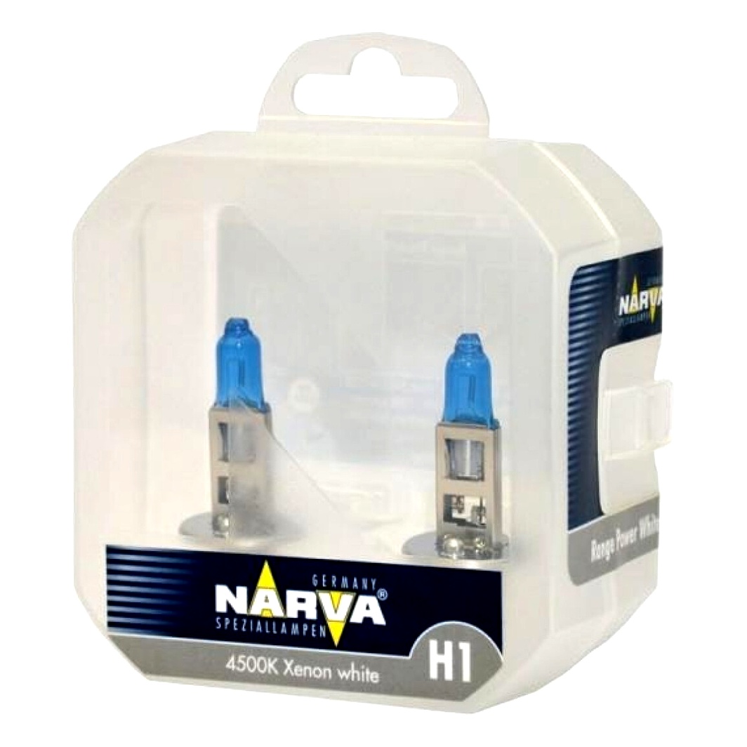 Автолампа галогенова NARVA Range Power White H1 P14.5s 85W 12V прозоро-блакитна 48643 - zapix