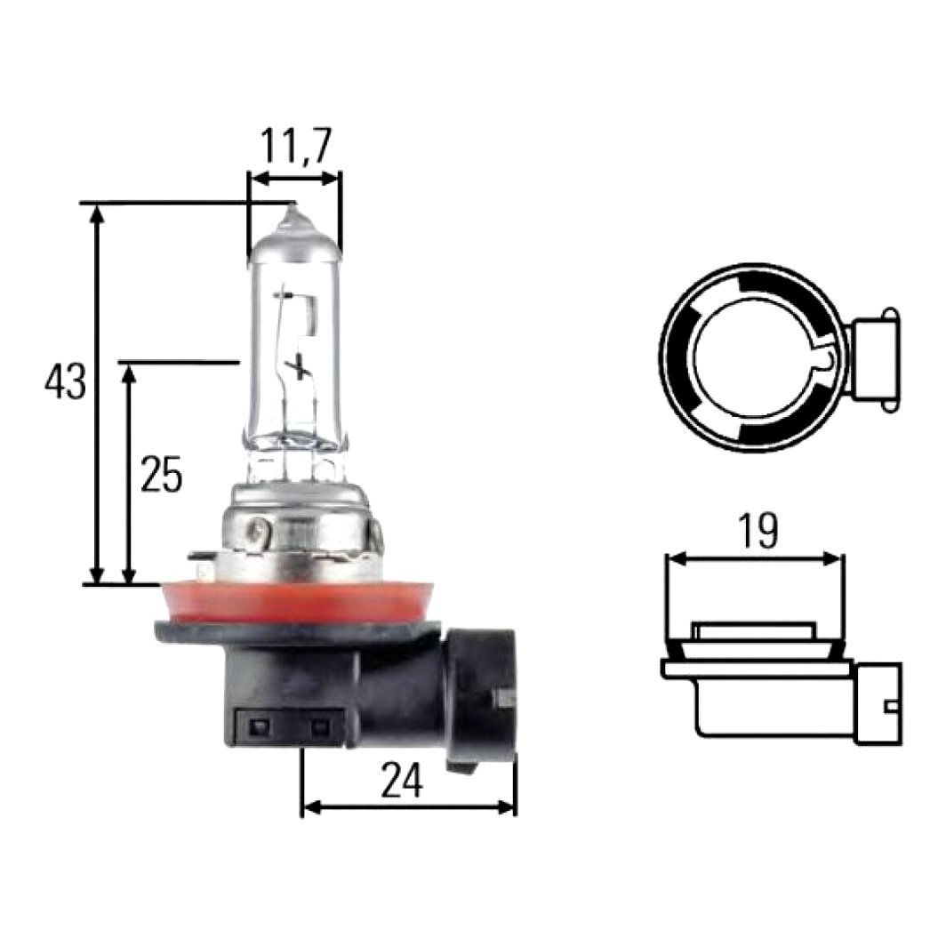 Автолампа галогенова HELLA Heavy Duty H11 PGJ19-2 70W 24V прозора 8GH008358241 - zapix