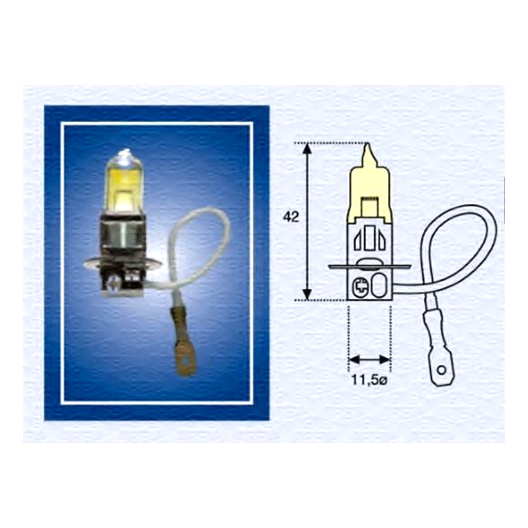 Автолампа галогенова MAGNETI MARELLI H3 PK22s 55W 12V жовта 002573100000 - zapix