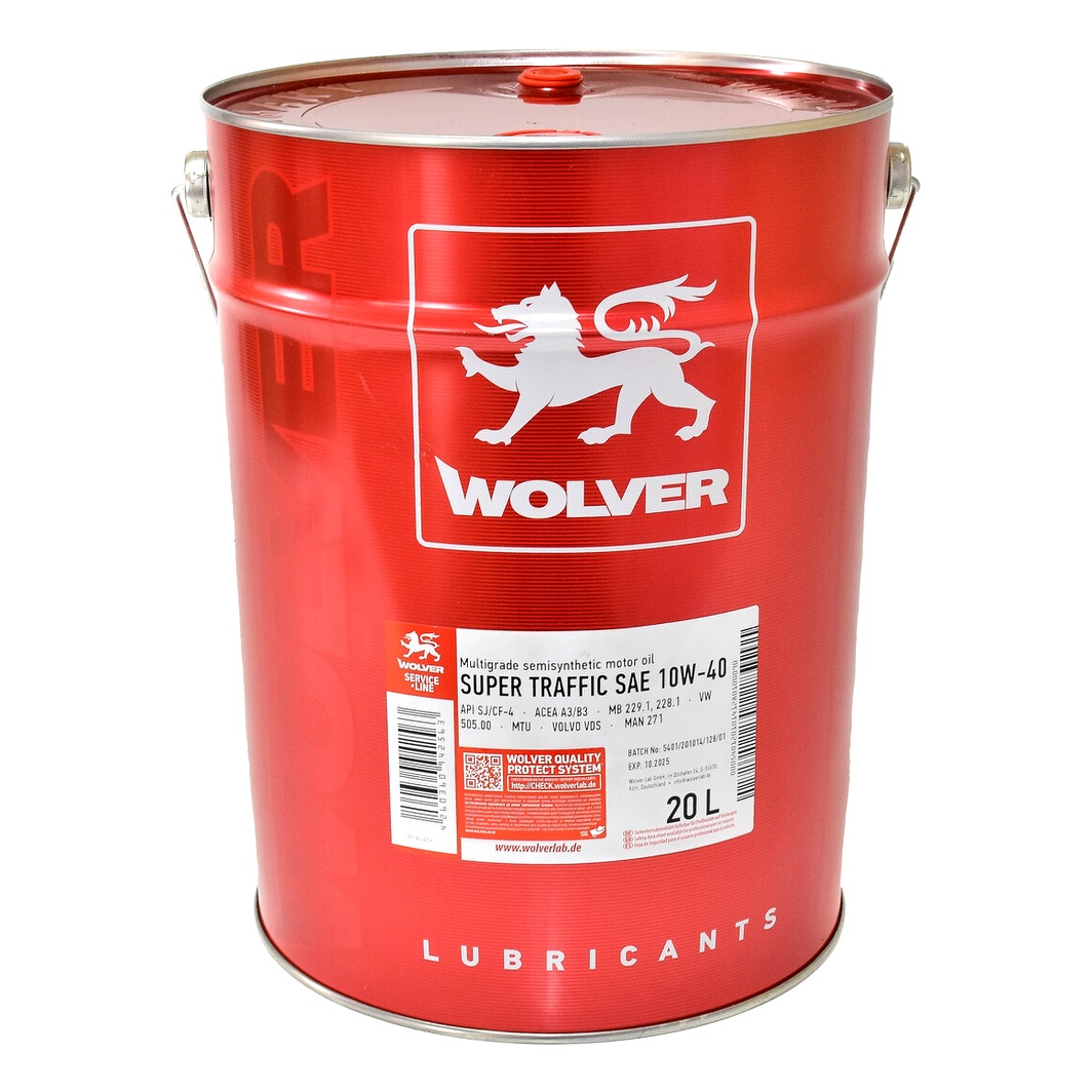 Моторное масло WOLVER Super Traffic 10W-40 20 л (4260360942563) - zapix