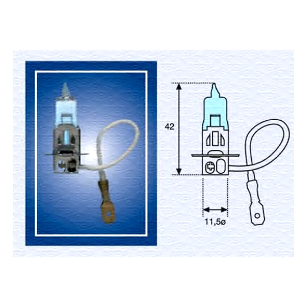 Автолампа галогенова MAGNETI MARELLI H3 PK22s 55W 12V синя 002604100000 - zapix