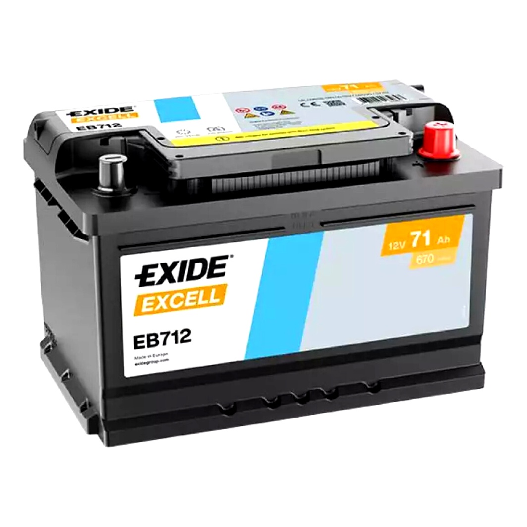 Акумулятор EXIDE Excell 12V 71Ah 670A R+ EB712 - zapix