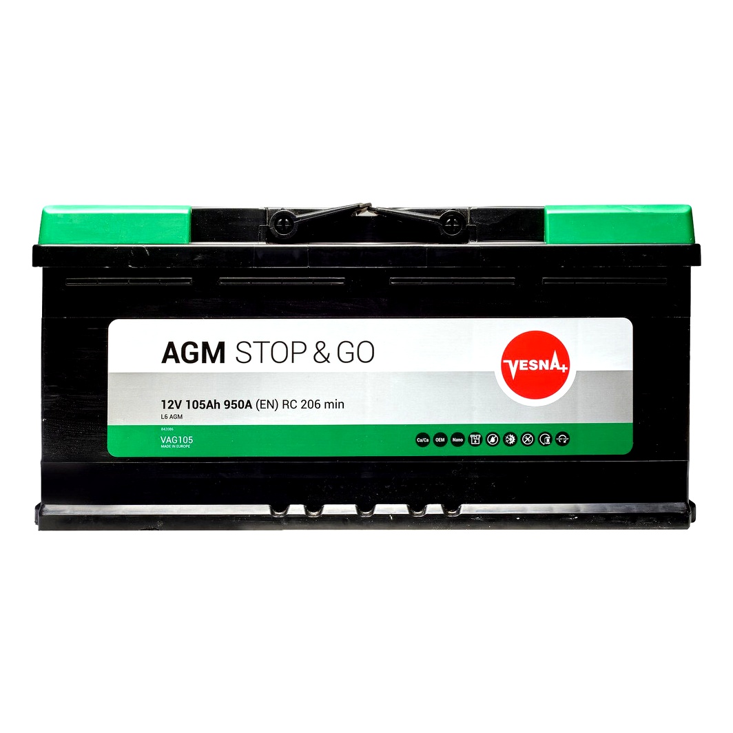 Акумулятор VESNA Stop&Go AGM 12V 105Ah 950A R+ 314105 - zapix