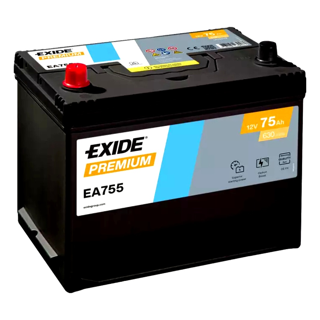 Акумулятор EXIDE Premium 12V 75Ah 630A L+ EA755 - zapix