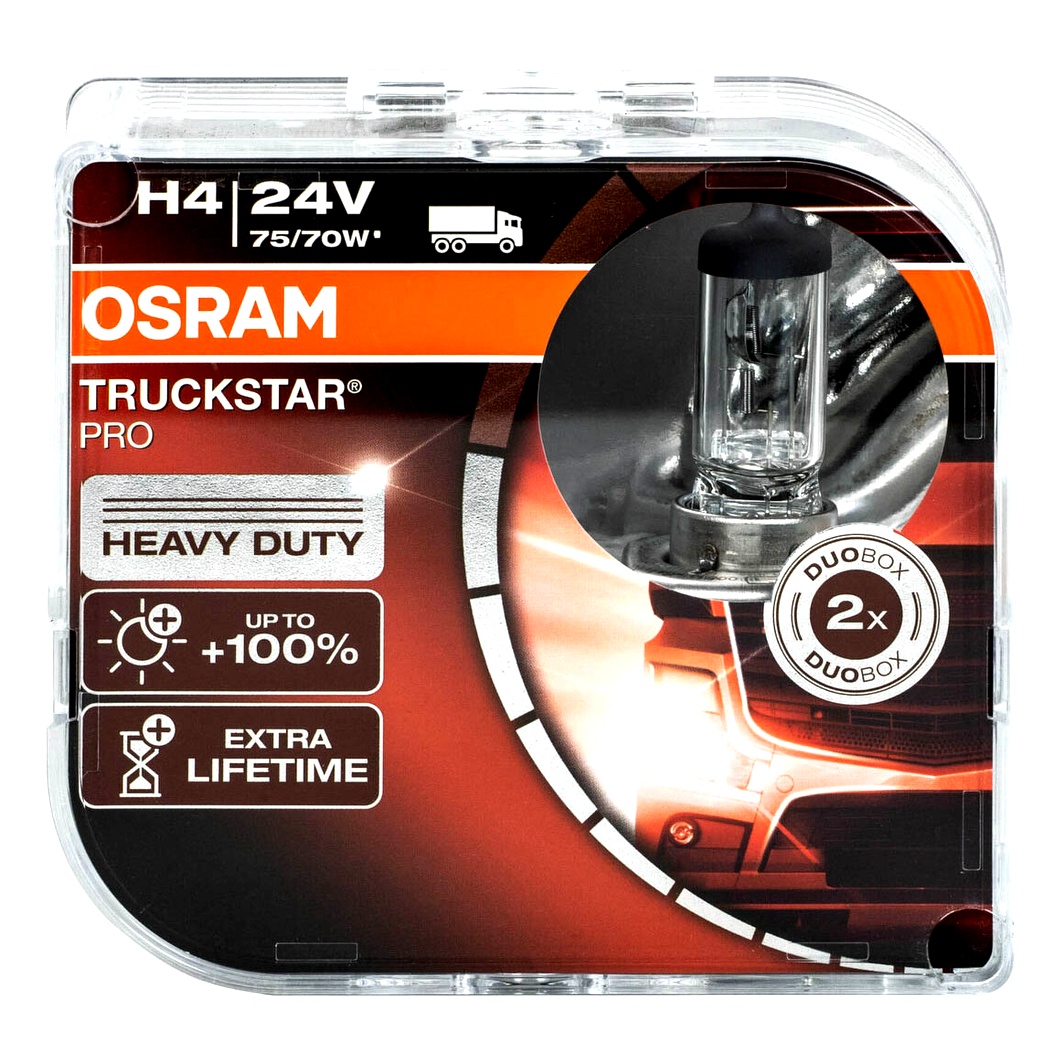 Автолампа галогенова OSRAM Truckstar Pro H4 P43t 70W 24V прозора 64196TSPHCBDUO - zapix