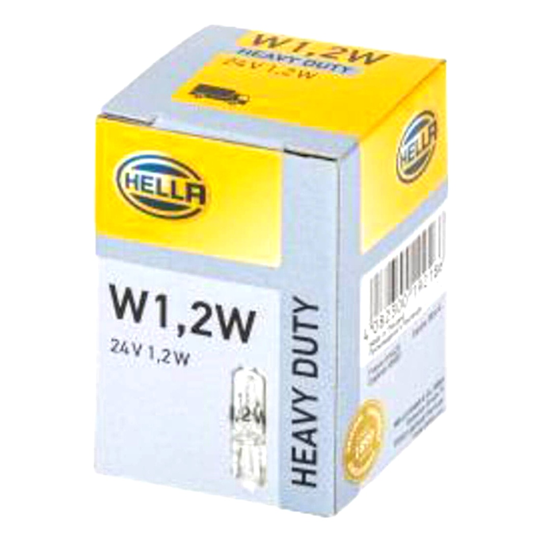 Автолампа накала HELLA Heavy Duty W1.2W W2x4.6d 1.2W 24V прозрачная 8GP002095241 - zapix