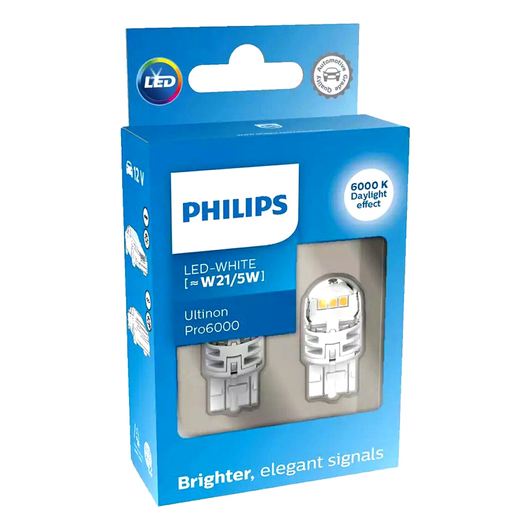Автолампа LED (світлодіодна) PHILIPS Ultinon Pro6000 W21/5W W3x16q 12V біла 11066CU60X2 - zapix
