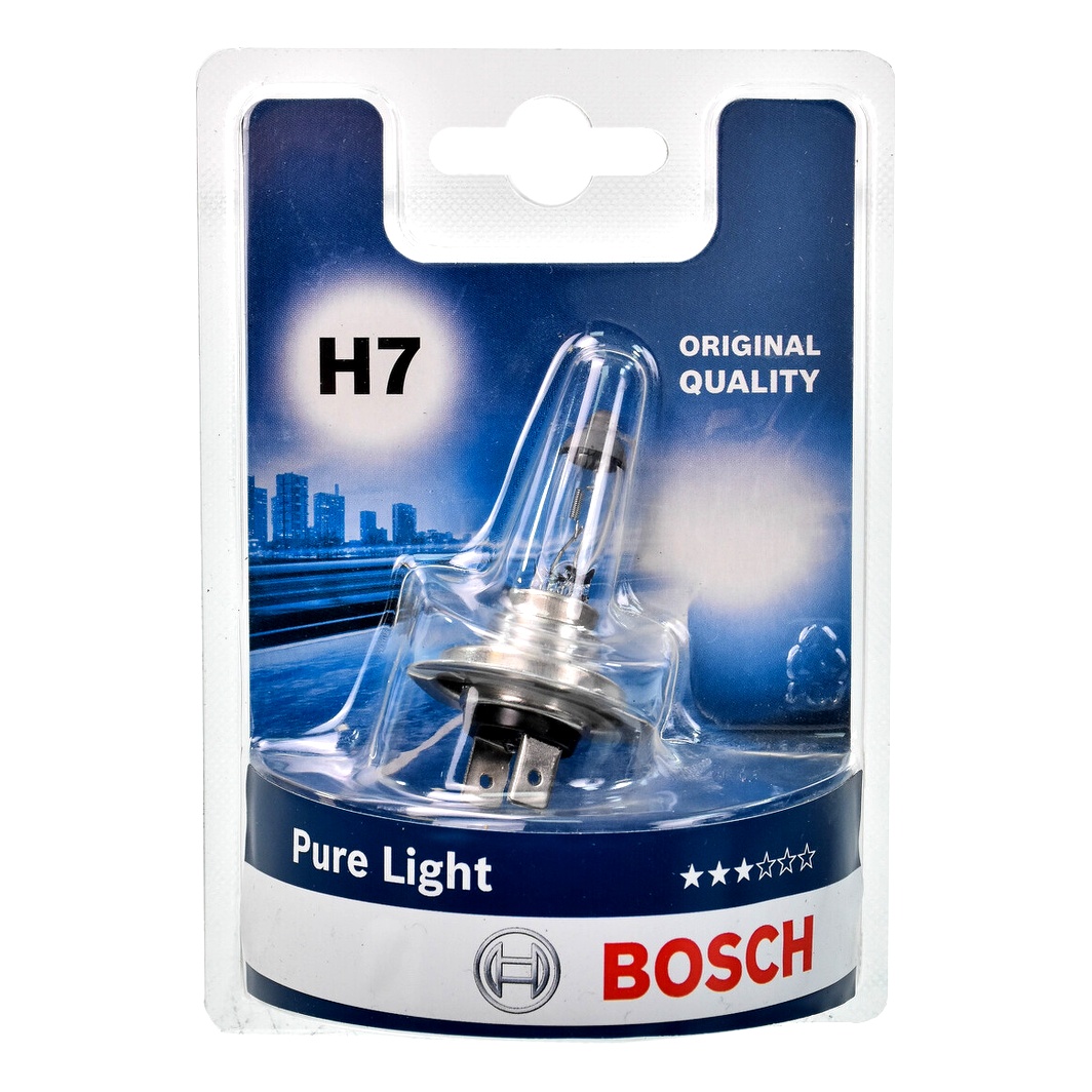 Автолампа галогенова BOSCH Pure Light H7 PX26d 55W 12V прозора 1987301012 - zapix