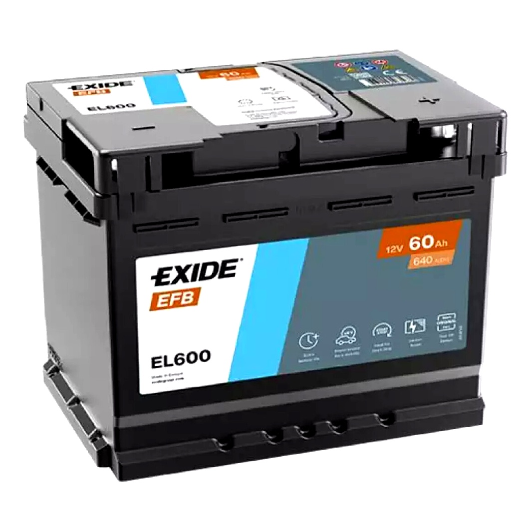 Акумулятор EXIDE EFB 12V 60Ah 640A R+ EL600 - zapix