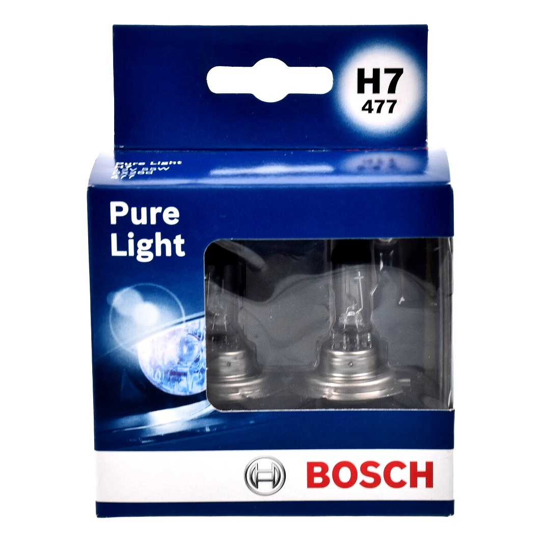 Автолампа галогенова BOSCH Pure Light H7 PX26d 55W 12V прозора 1987301406 - zapix