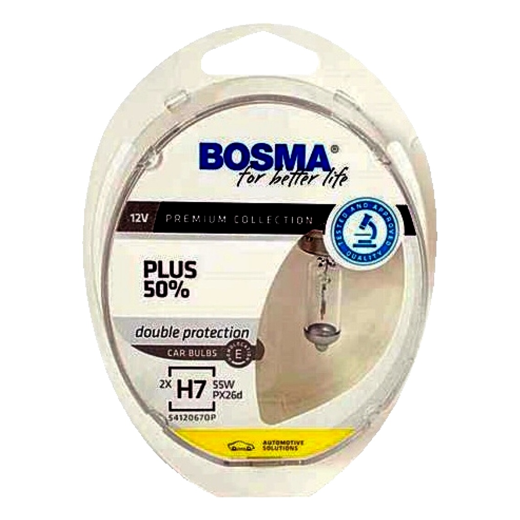 Автолампа галогеновая BOSMA Plus 50 H7 PX26d 55W 12V прозрачная 4063 - zapix