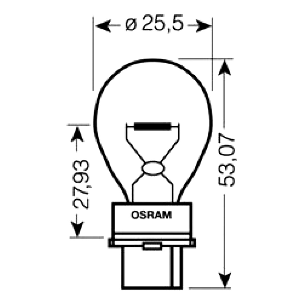 Автолампа накала OSRAM Original Line P27W W2.5x16d 27W 12V прозрачная 3156 - zapix