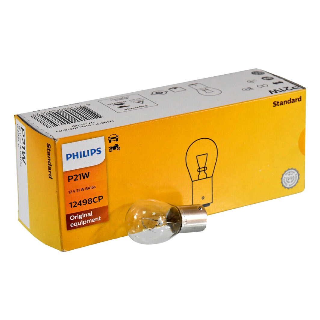 Автолампа накала PHILIPS Standard P21W BA15s 21W 12V прозрачная 12498CP10 - zapix