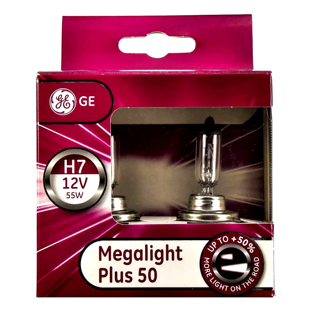 Автолампа галогеновая GENERAL ELECTRIC Megalight Plus H7 PX26d 55W 12V прозрачная 58520MPU - zapix