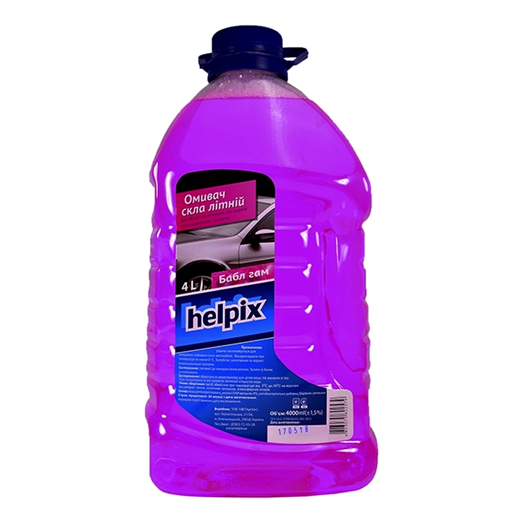 Омивач скла готовий літній 0°С HELPIX bubble gum 4 л 4823075802579 - zapix