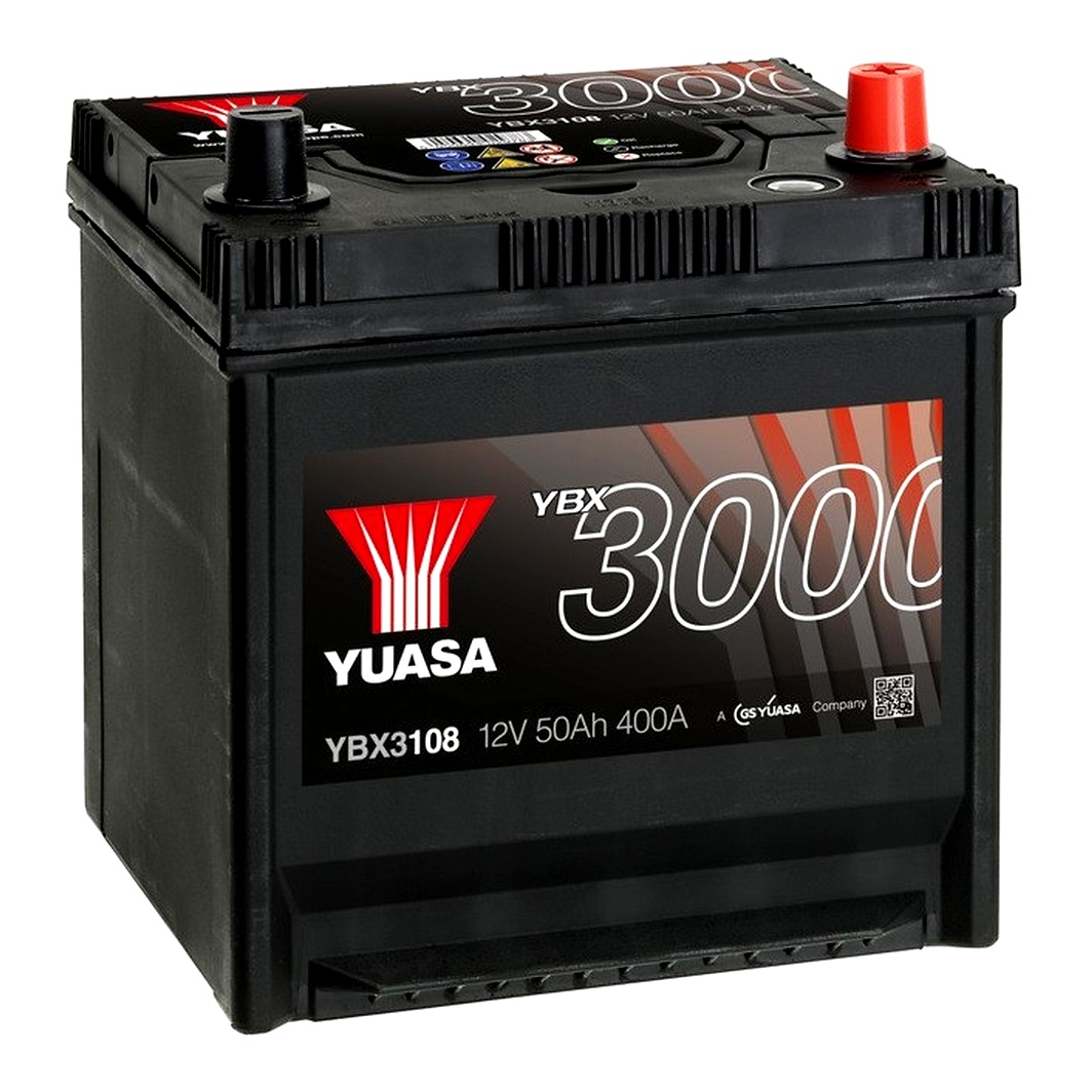Акумулятор YUASA YBX 3000 12V 50Ah 400A R+ YBX3108 - zapix