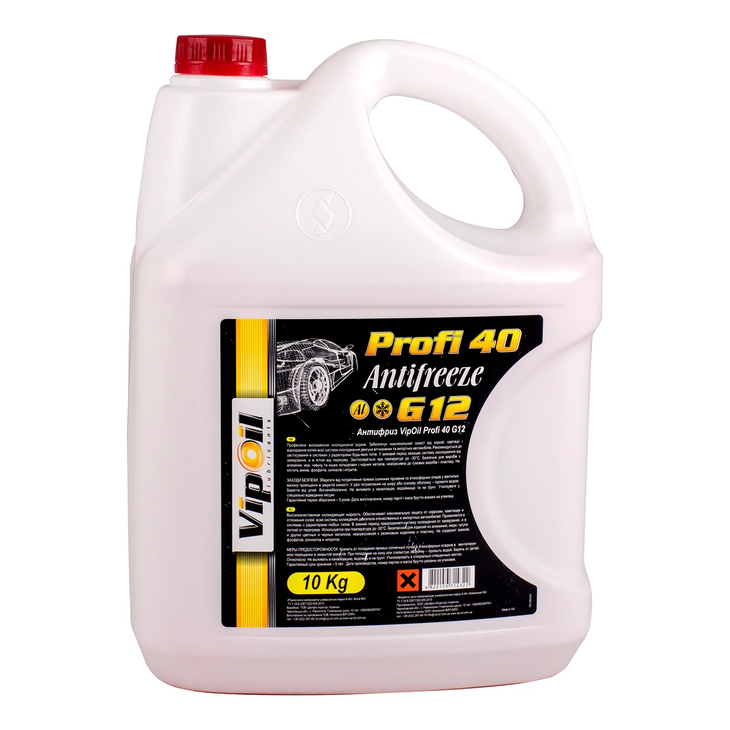Готовий антифриз VIPOIL Profi 40 червоний G12 -30 °C 10 л (701404) - zapix