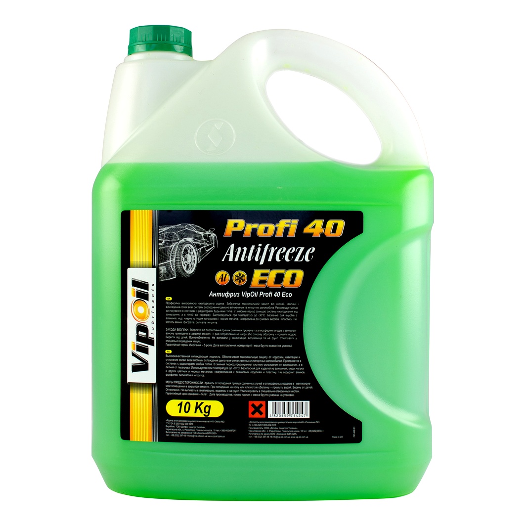 Готовий антифриз VIPOIL Eco Profi 40 зелений G11 -30 °C 10 л (701408) - zapix