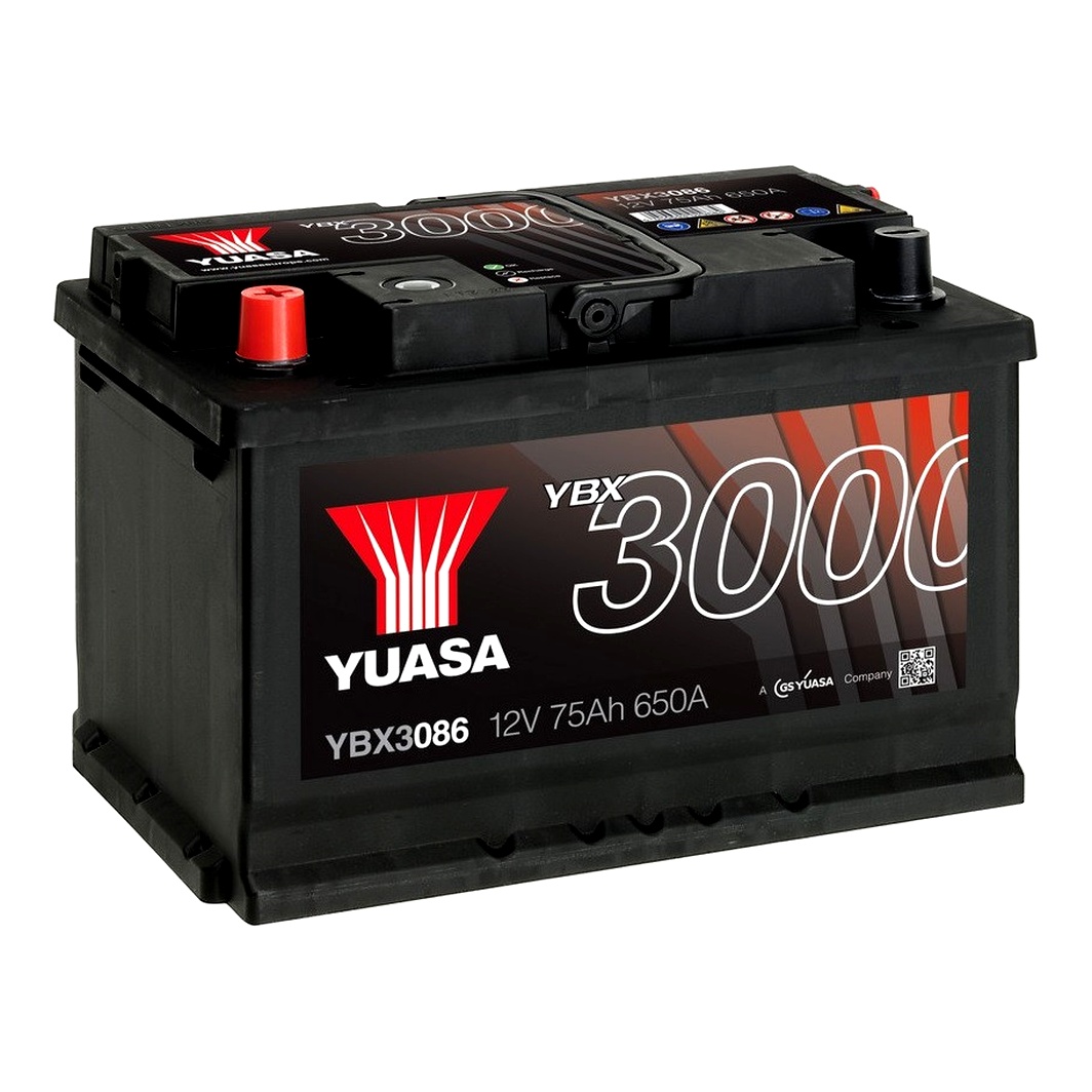Акумулятор YUASA YBX 3000 12V 75Ah 650A L+ YBX3086 - zapix