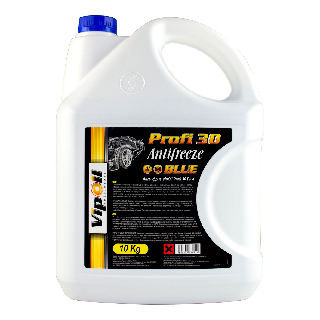 Готовий антифриз VIPOIL Profi 30 синій G11 -24 °C 10 л (701397) - zapix