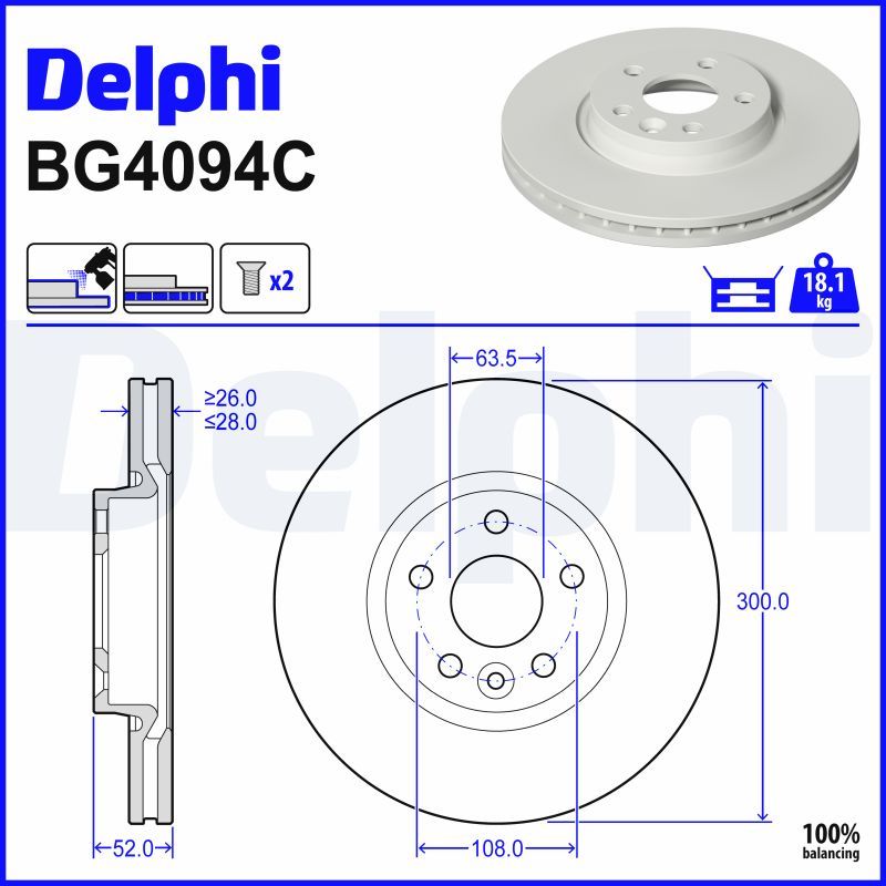 Тормозной диск DELPHI BG4094C