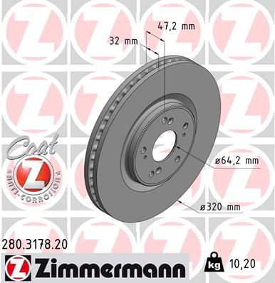 Гальмівний диск ZIMMERMANN 280317820 - zapix