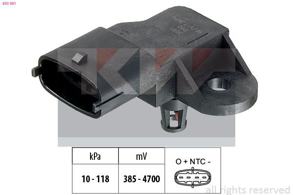 Датчик тиску наддува KW 493091 - zapix