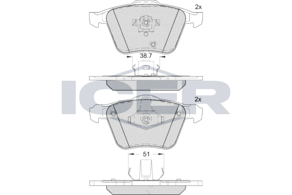 Гальмівні колодки дискові ICER 181655 - zapix